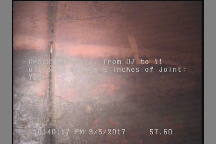 Crack Multiple, from 07 to 11 o'clock, within 8 inches of joint: YES