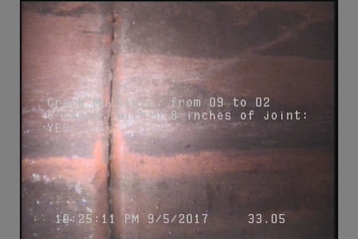 Crack Multiple, from 09 to 02 o'clock, within 8 inches of joint: YES