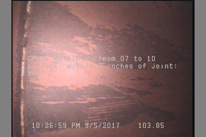 Crack Multiple, from 07 to 10 o'clock, within 8 inches of joint: YES