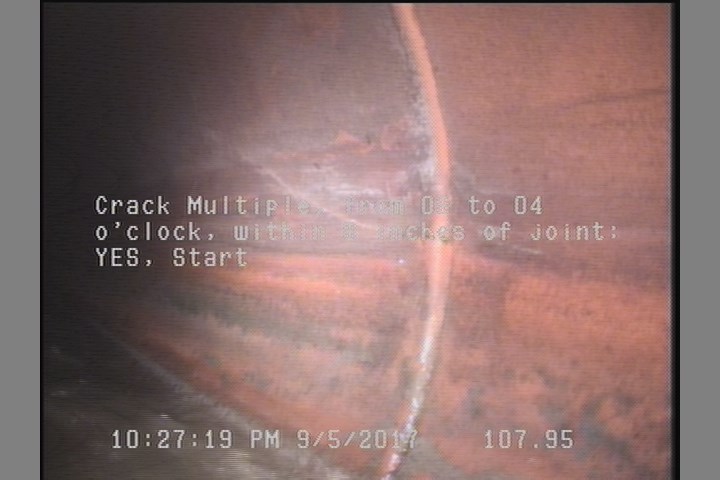 Crack Multiple, from 08 to 04 o'clock, within 8 inches of joint: YES, Start
