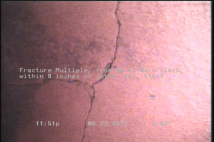 Fracture Multiple, from 08 to 04 o'clock, within 8 inches of joint: YES, Start