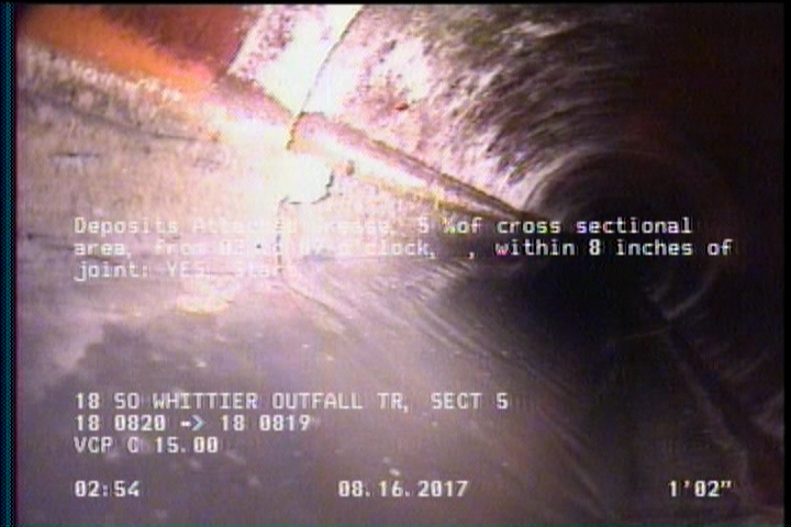 Deposits Attached Grease, 5 %of cross sectional area, from 03 to 09 o'clock, , within 8 inches of joint: YES, Start