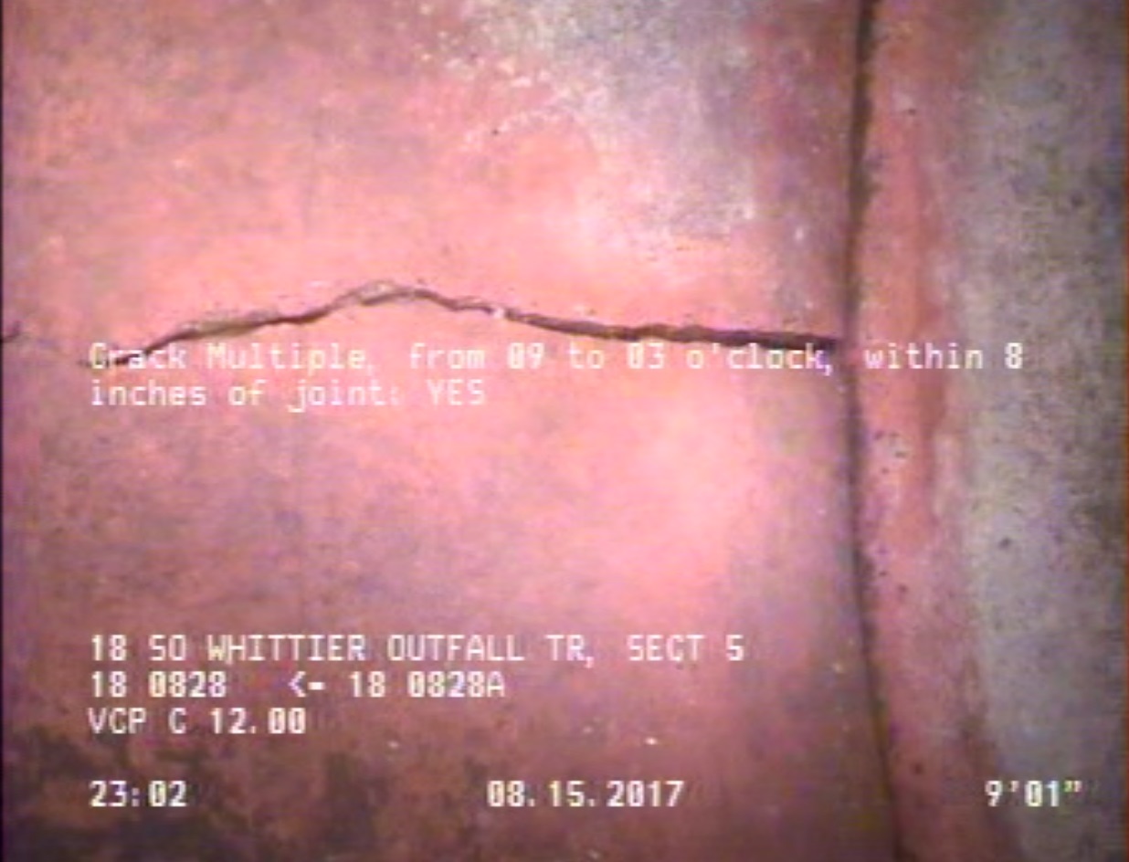 Crack Multiple, from 09 to 03 o'clock, within 8 inches of joint: YES