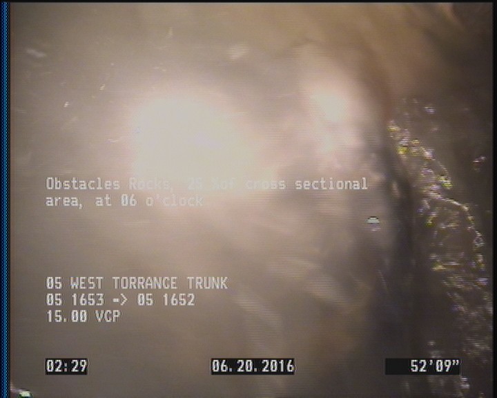 Obstacles Rocks, 25 %of cross sectional area, at 06 o'clock