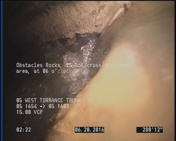 Obstacles Rocks, 25 %of cross sectional area, at 06 o'clock