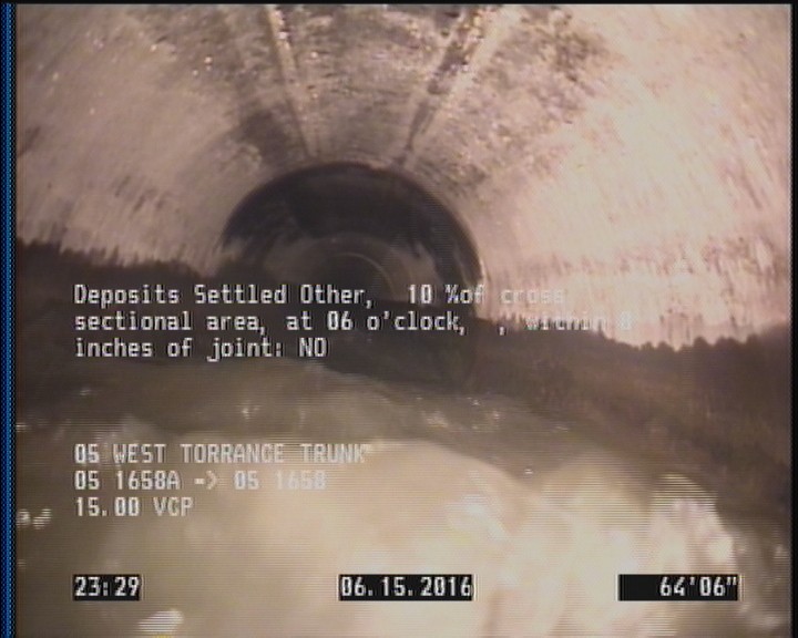 Deposits Settled Other, 10 %of cross sectional area, at 06 o'clock, , within 8 inches of joint: NO