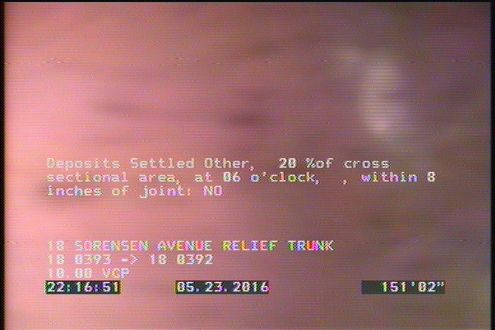 Deposits Settled Other, 20 %of cross sectional area, at 06 o'clock, , within 8 inches of joint: NO