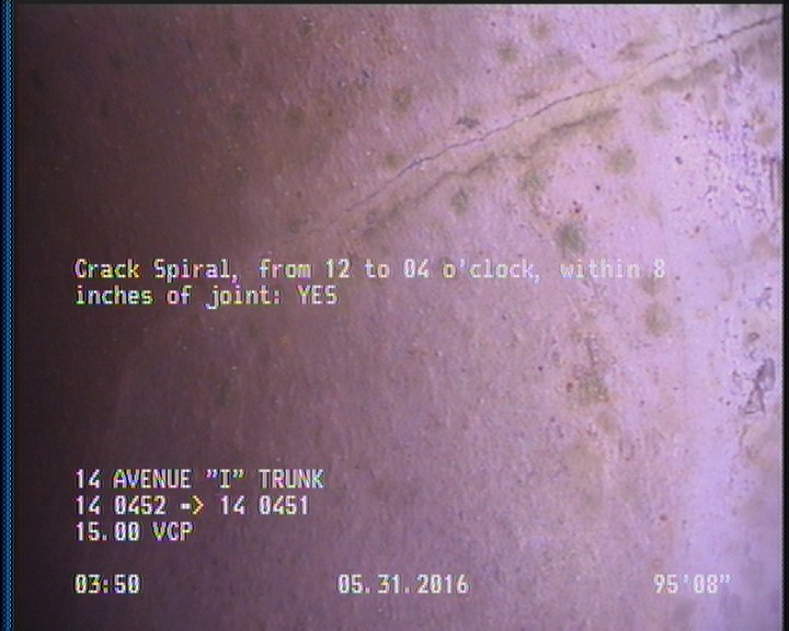 Crack Spiral, from 12 to 04 o'clock, within 8 inches of joint: YES