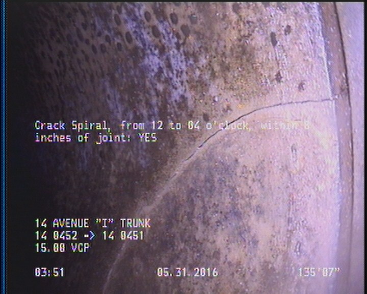 Crack Spiral, from 12 to 04 o'clock, within 8 inches of joint: YES
