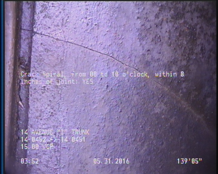 Crack Spiral, from 08 to 10 o'clock, within 8 inches of joint: YES