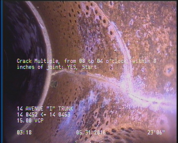 Crack Multiple, from 08 to 04 o'clock, within 8 inches of joint: YES, Start