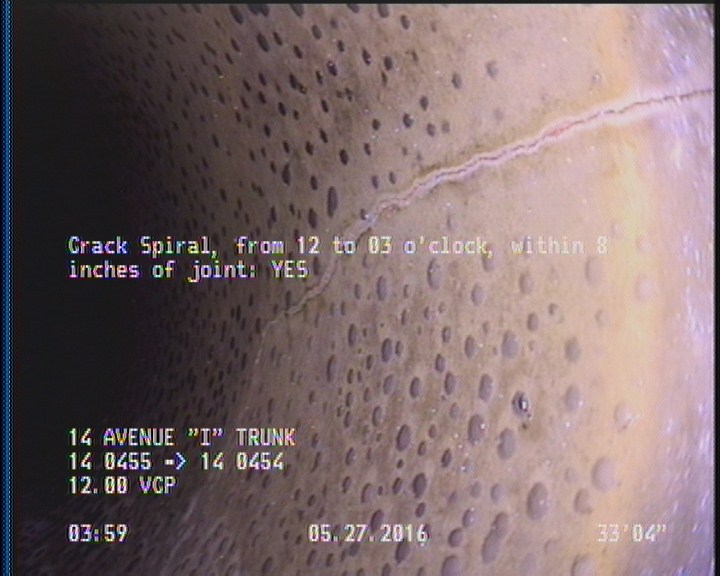 Crack Spiral, from 12 to 03 o'clock, within 8 inches of joint: YES