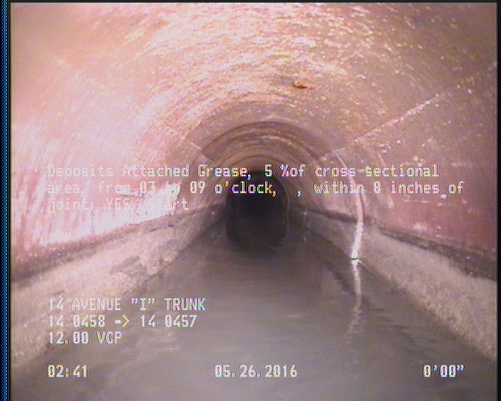 Deposits Attached Grease, 5 %of cross sectional area, from 03 to 09 o'clock, , within 8 inches of joint: YES, Start