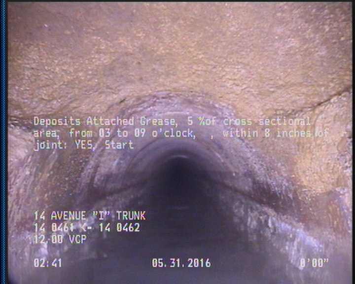 Deposits Attached Grease, 5 %of cross sectional area, from 03 to 09 o'clock, , within 8 inches of joint: YES, Start