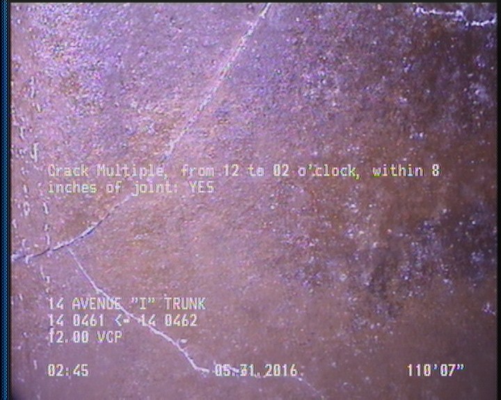 Crack Multiple, from 12 to 02 o'clock, within 8 inches of joint: YES