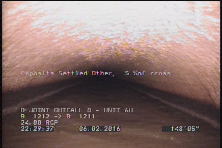 Deposits Settled Other, 5 %of cross sectional area, at 06 o'clock, , within 8 inches of joint: NO, Start
