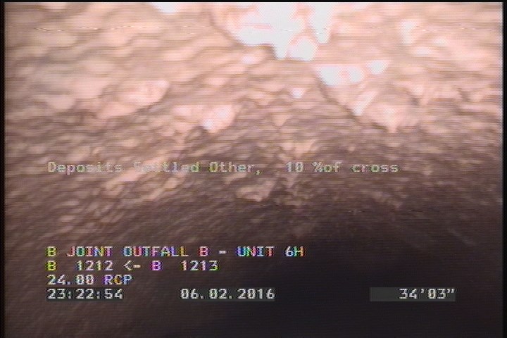 Deposits Settled Other, 10 %of cross sectional area, at 06 o'clock, , within 8 inches of joint: NO