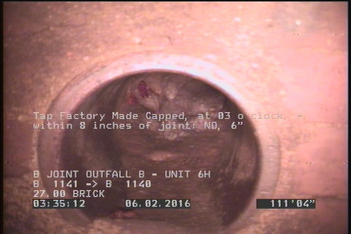 Tap Factory Made Capped, at 03 o'clock, -, within 8 inches of joint: NO, 6"