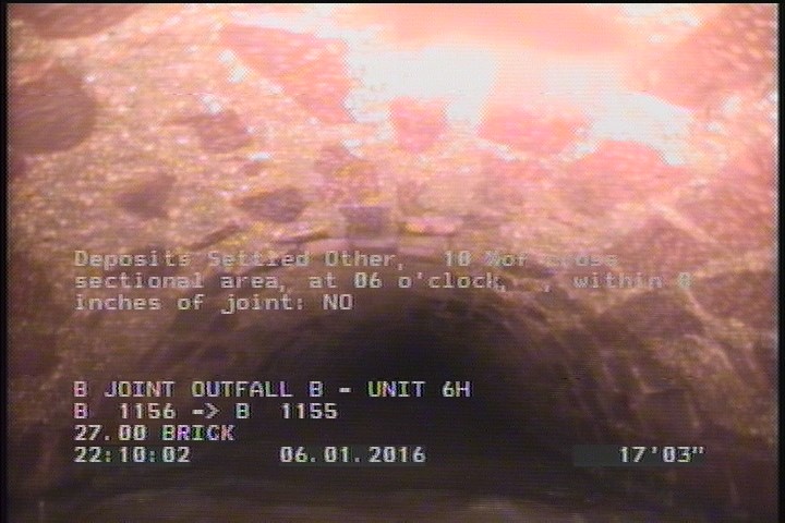 Deposits Settled Other, 10 %of cross sectional area, at 06 o'clock, , within 8 inches of joint: NO