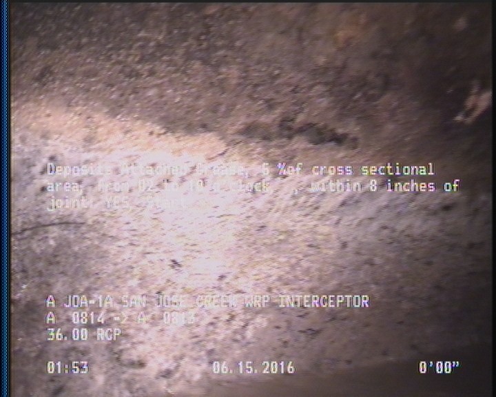 Deposits Attached Grease, 5 %of cross sectional area, from 02 to 10 o'clock, , within 8 inches of joint: YES, Start