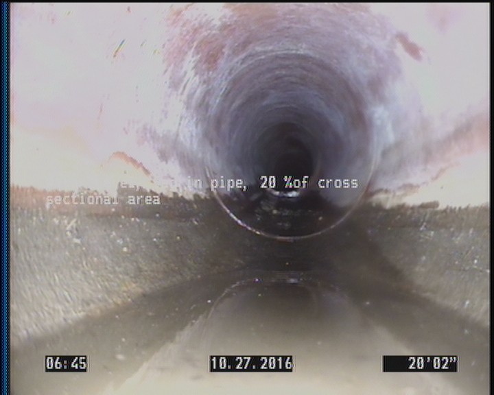 Water Level, Sag in pipe, 20 %of cross sectional area