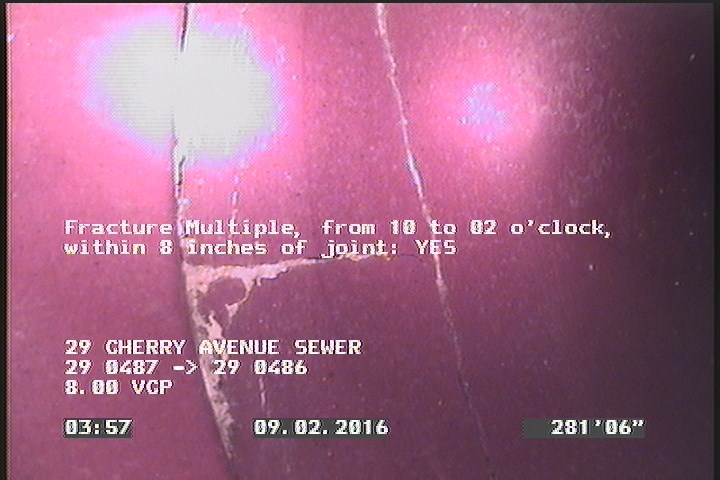 Fracture Multiple, from 10 to 02 o'clock, within 8 inches of joint: YES