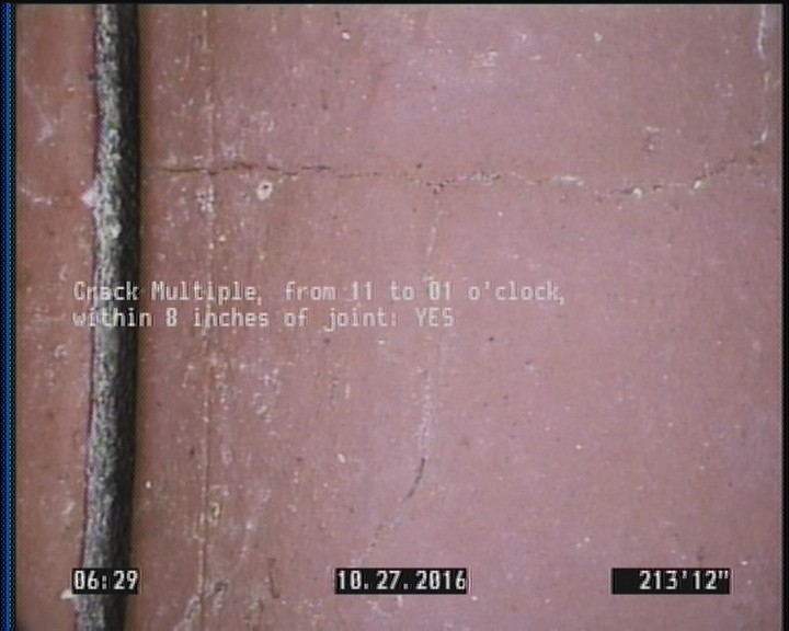 Crack Multiple, from 11 to 01 o'clock, within 8 inches of joint: YES