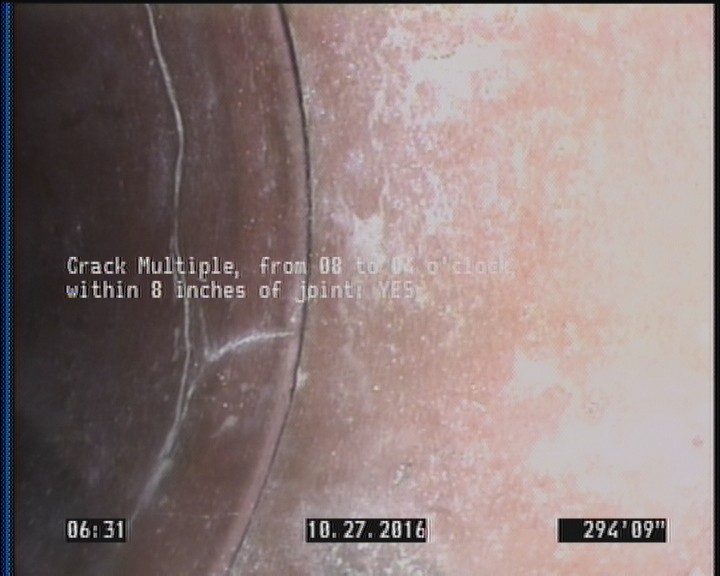 Crack Multiple, from 08 to 04 o'clock, within 8 inches of joint: YES