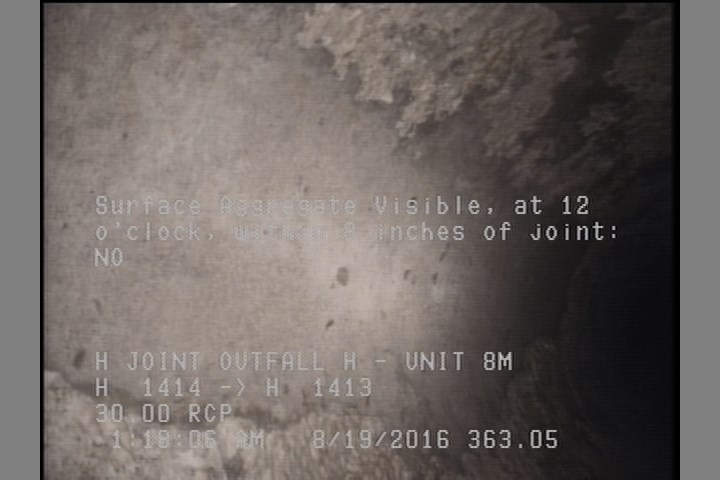 Surface Aggregate Visible, at 12 o'clock, within 8 inches of joint: NO