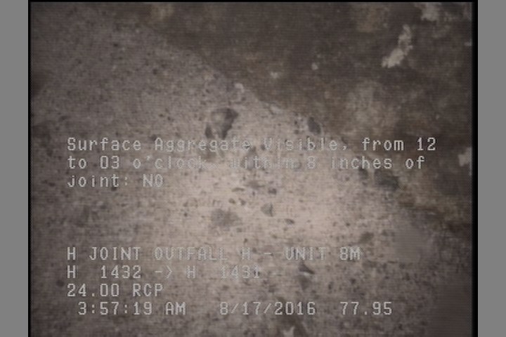 Surface Aggregate Visible, from 12 to 03 o'clock, within 8 inches of joint: NO