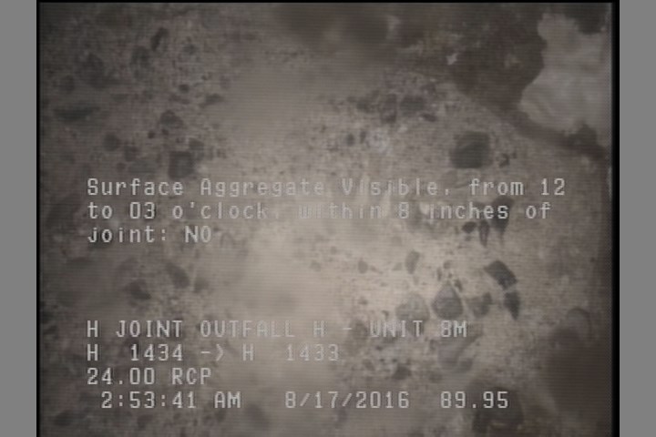 Surface Aggregate Visible, from 12 to 03 o'clock, within 8 inches of joint: NO