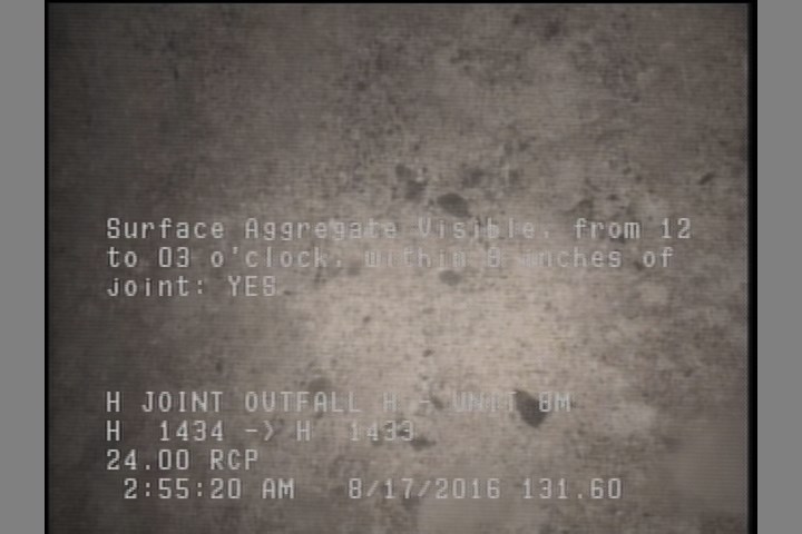 Surface Aggregate Visible, from 12 to 03 o'clock, within 8 inches of joint: YES