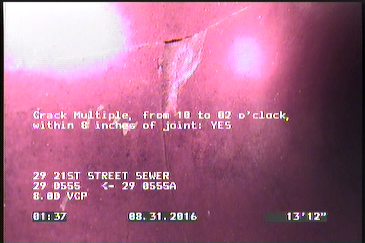 Crack Multiple, from 10 to 02 o'clock, within 8 inches of joint: YES