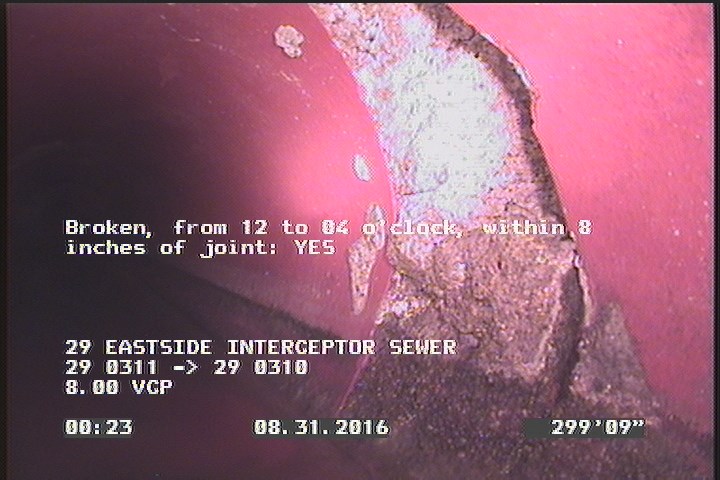 Broken, from 12 to 04 o'clock, within 8 inches of joint: YES - W/ REPAIR VISIBLE