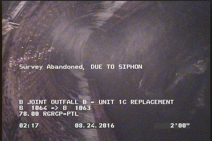 Survey Abandoned - DUE TO SIPHON