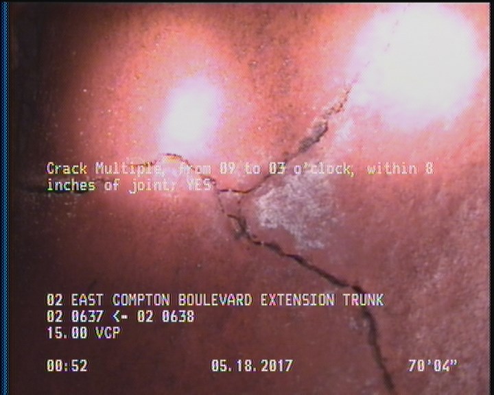 Crack Multiple, from 09 to 03 o'clock, within 8 inches of joint: YES