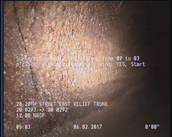 Surface Aggregate Projecting, from 09 to 03 o'clock, within 8 inches of joint: YES, Start