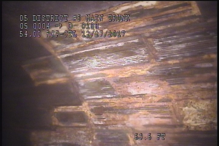 Lining Failure Detached, from 09 to 03 o'clock, within 8 inches of joint: YES - MISSING TILES