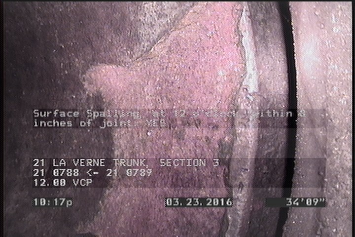 Surface Spalling, at 12 o'clock, within 8 inches of joint: YES