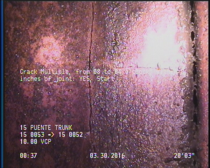 Crack Multiple, from 08 to 04 o'clock, within 8 inches of joint: YES, Start