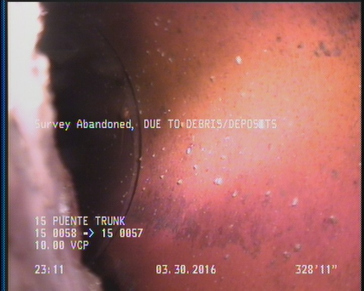 Survey Abandoned - DUE TO DEBRIS/DEPOSITS