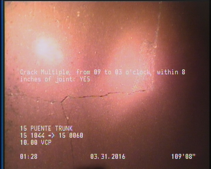 Crack Multiple, from 09 to 03 o'clock, within 8 inches of joint: YES