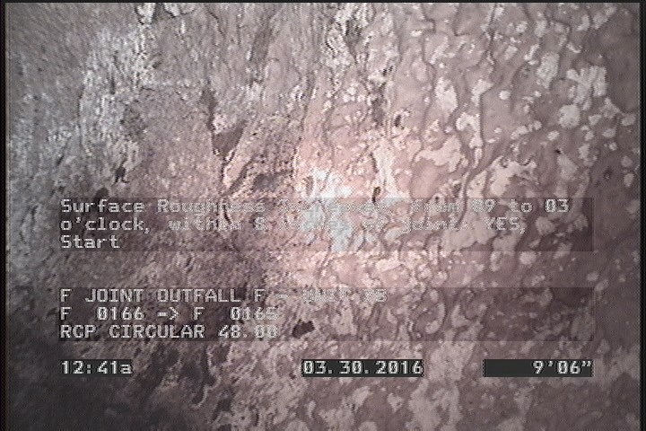 Surface Roughness Increased, from 09 to 03 o'clock, within 8 inches of joint: YES, Start