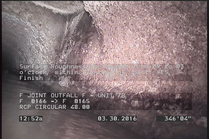 Surface Roughness Increased, from 09 to 03 o'clock, within 8 inches of joint: YES, Finish