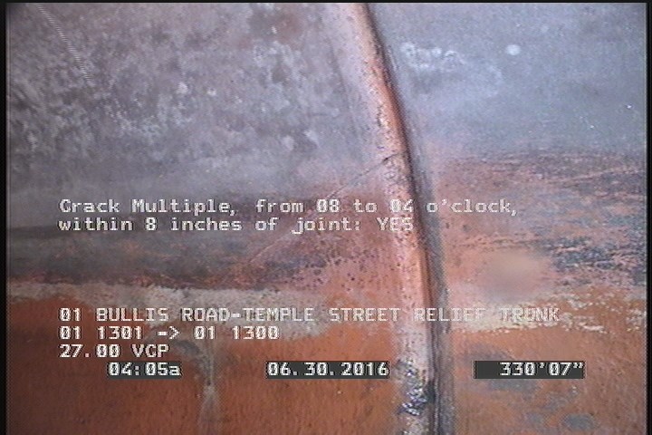 Crack Multiple, from 08 to 04 o'clock, within 8 inches of joint: YES
