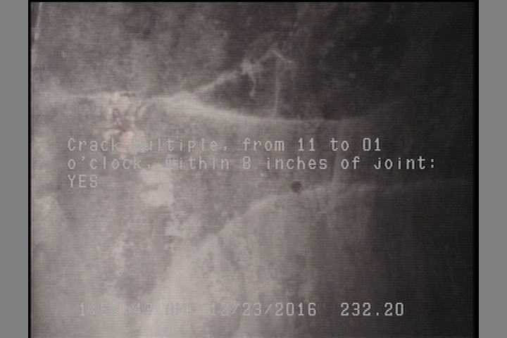 Crack Multiple, from 11 to 01 o'clock, within 8 inches of joint: YES