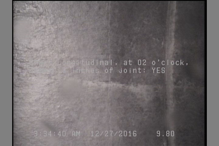 Crack Longitudinal, at 02 o'clock, within 8 inches of joint: YES