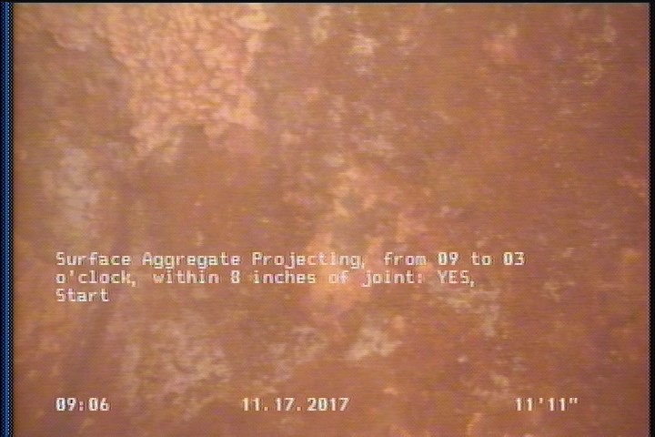 Surface Aggregate Projecting, from 09 to 03 o'clock, within 8 inches of joint: YES, Start