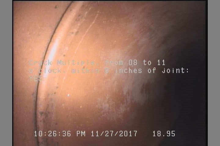 Crack Multiple, from 08 to 11 o'clock, within 8 inches of joint: YES
