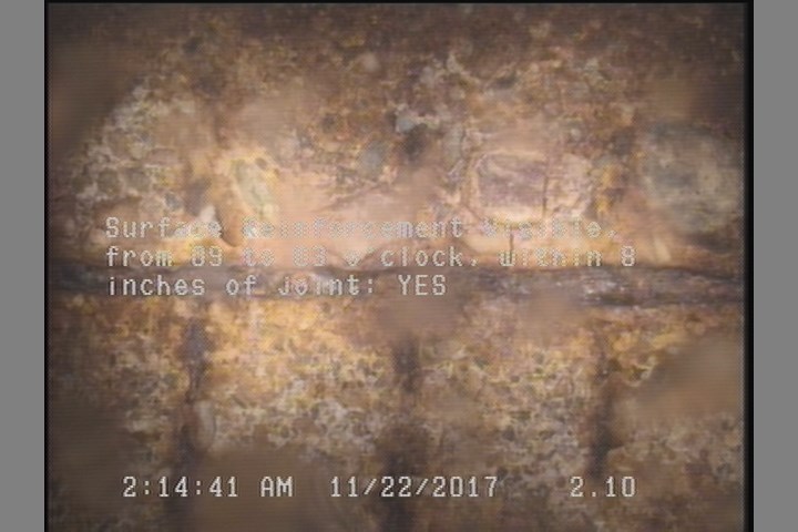 Surface Reinforcement Visible, from 09 to 03 o'clock, within 8 inches of joint: YES